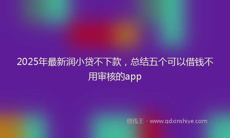 2025年最新润小贷不下款，总结五个可以借钱不用审核的app