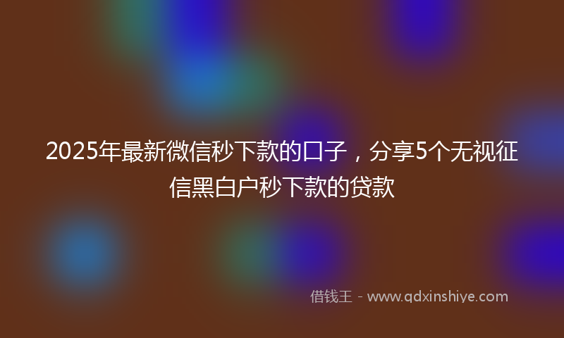 2025年最新微信秒下款的口子，分享5个无视征信黑白户秒下款的贷款