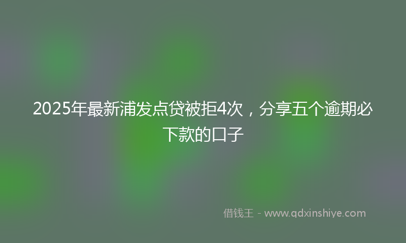 2025年最新浦发点贷被拒4次，分享五个逾期必下款的口子