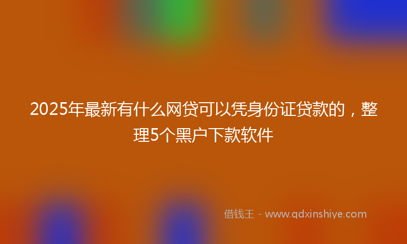 2025年最新有什么网贷可以凭身份证贷款的，整理5个黑户下款软件