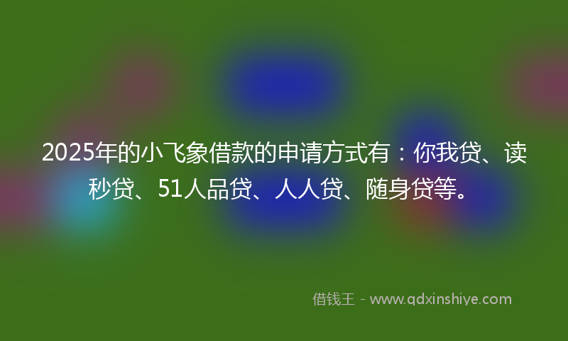 2025年的小飞象借款的申请方式有:你我贷、读秒贷、51人品贷、人人贷、随身贷等。