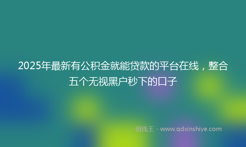 2025年最新有公积金就能贷款的平台在线，整合五个无视黑户秒下的口子