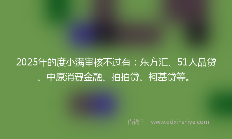 2025年的度小满审核不过有：东方汇、51人品贷、中原消费金融、拍拍贷、柯基贷等。