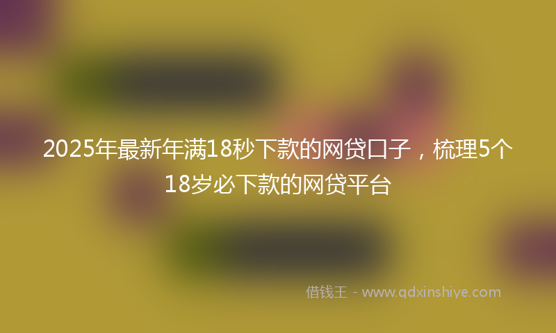 2025年最新年满18秒下款的网贷口子，梳理5个18岁必下款的网贷平台
