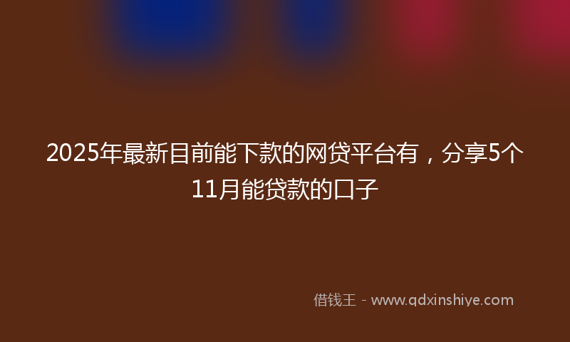 2025年最新目前能下款的网贷平台有，分享5个11月能贷款的口子