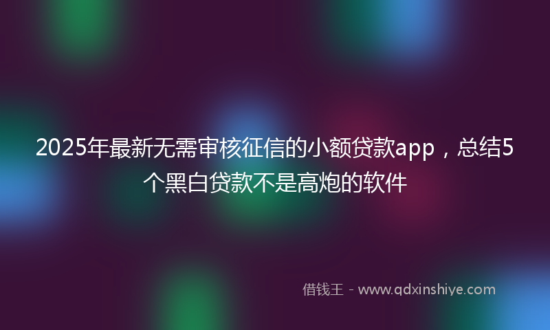 2025年最新无需审核征信的小额贷款app，总结5个黑白贷款不是高炮的软件