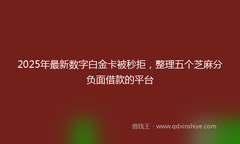 2025年最新数字白金卡被秒拒，整理五个芝麻分负面借款的平台