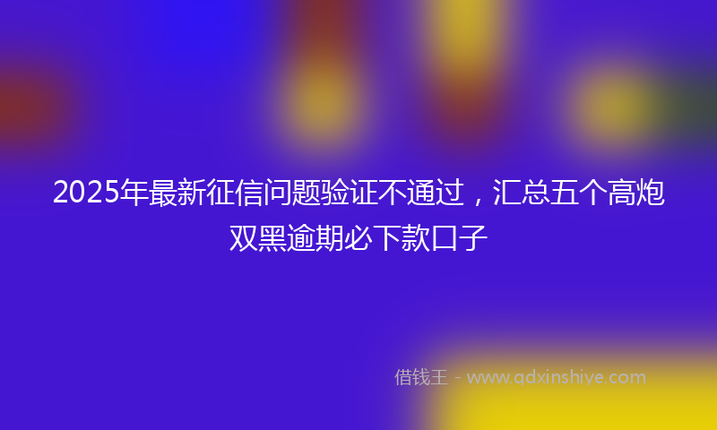 2025年最新征信问题验证不通过，汇总五个高炮双黑逾期必下款口子