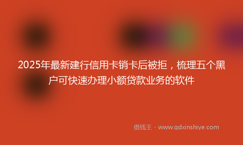 2025年最新建行信用卡销卡后被拒，梳理五个黑户可快速办理小额贷款业务的软件