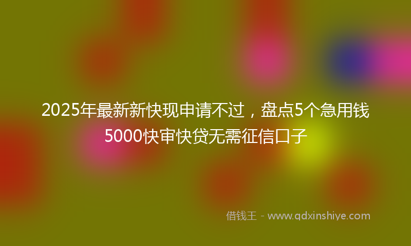 2025年最新新快现申请不过，盘点5个急用钱5000快审快贷无需征信口子