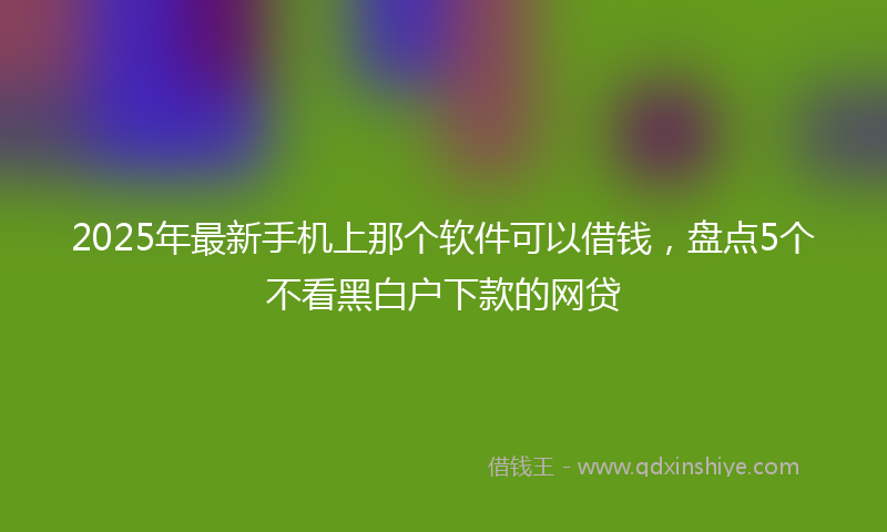 2025年最新手机上那个软件可以借钱，盘点5个不看黑白户下款的网贷