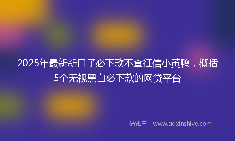 2025年最新新口子必下款不查征信小黄鸭，概括5个无视黑白必下款的网贷平台