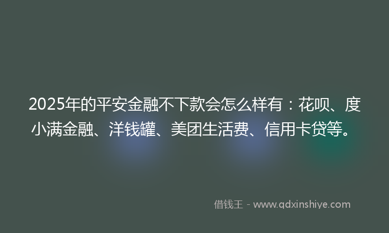 2025年的平安金融不下款会怎么样有：花呗、度小满金融、洋钱罐、美团生活费、信用卡贷等。