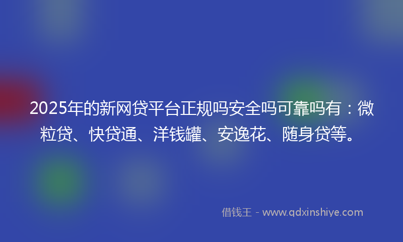 2025年的新网贷平台正规吗安全吗可靠吗有：微粒贷、快贷通、洋钱罐、安逸花、随身贷等。