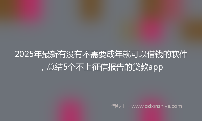 2025年最新有没有不需要成年就可以借钱的软件，总结5个不上征信报告的贷款app
