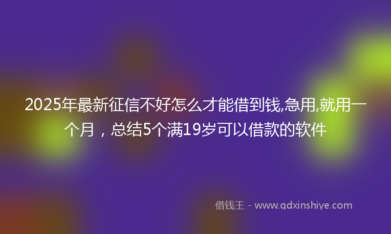 2025年最新征信不好怎么才能借到钱,急用,就用一个月，总结5个满19岁可以借款的软件
