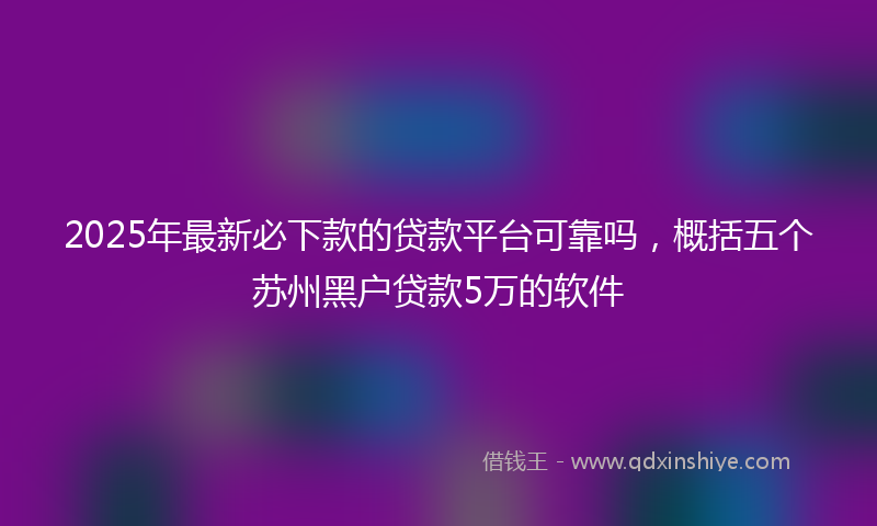 2025年最新必下款的贷款平台可靠吗，概括五个苏州黑户贷款5万的软件