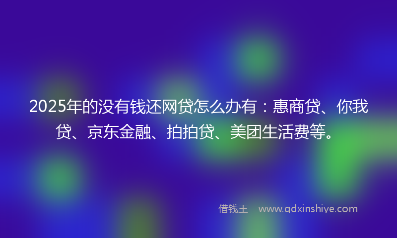 2025年的没有钱还网贷怎么办有：惠商贷、你我贷、京东金融、拍拍贷、美团生活费等。