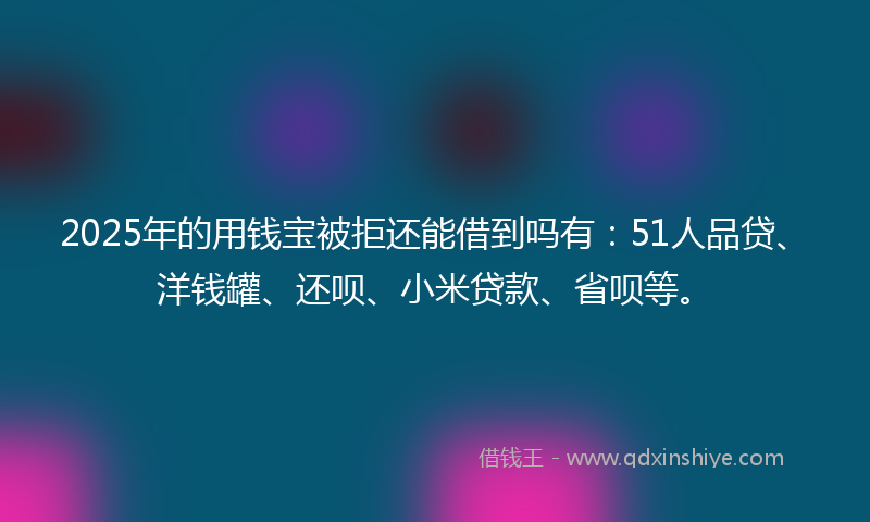 2025年的用钱宝被拒还能借到吗有：51人品贷、洋钱罐、还呗、小米贷款、省呗等。