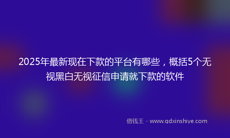 2025年最新现在下款的平台有哪些，概括5个无视黑白无视征信申请就下款的软件