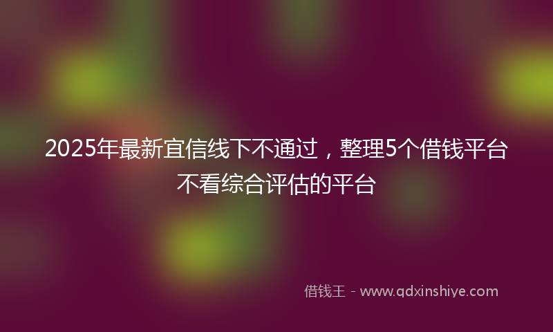 2025年最新宜信线下不通过，整理5个借钱平台不看综合评估的平台
