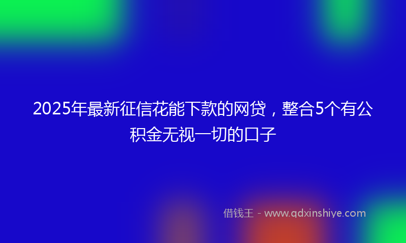 2025年最新征信花能下款的网贷，整合5个有公积金无视一切的口子