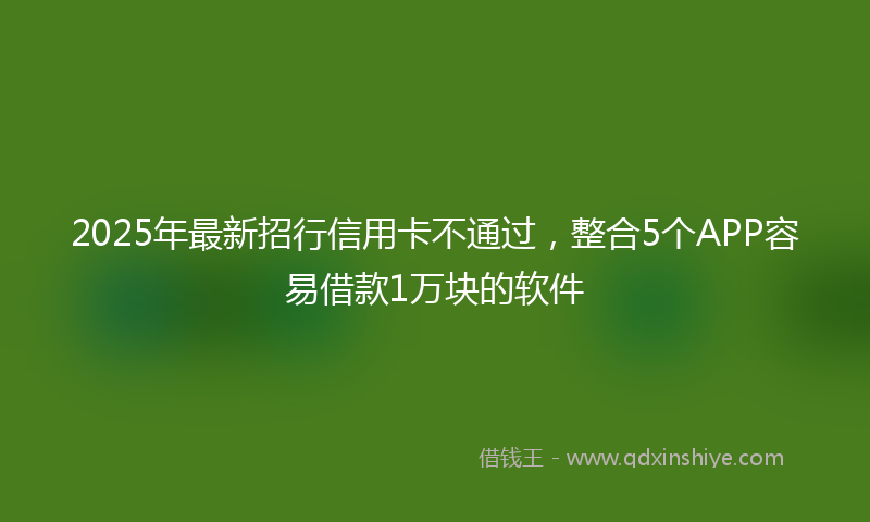 2025年最新招行信用卡不通过，整合5个APP容易借款1万块的软件
