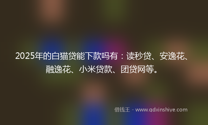 2025年的白猫贷能下款吗有：读秒贷、安逸花、融逸花、小米贷款、团贷网等。