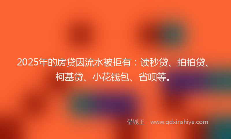 2025年的房贷因流水被拒有：读秒贷、拍拍贷、柯基贷、小花钱包、省呗等。
