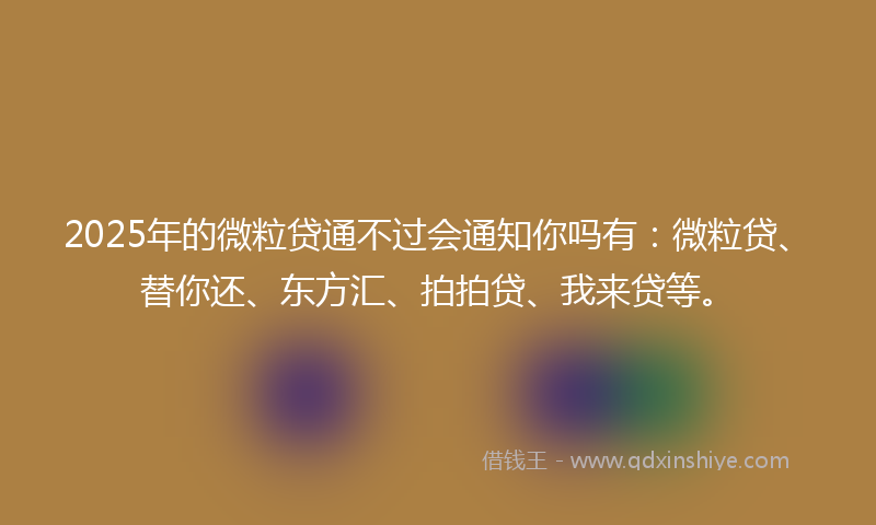 2025年的微粒贷通不过会通知你吗有：微粒贷、替你还、东方汇、拍拍贷、我来贷等。