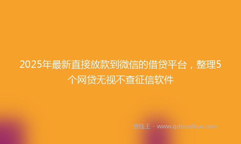 2025年最新直接放款到微信的借贷平台，整理5个网贷无视不查征信软件
