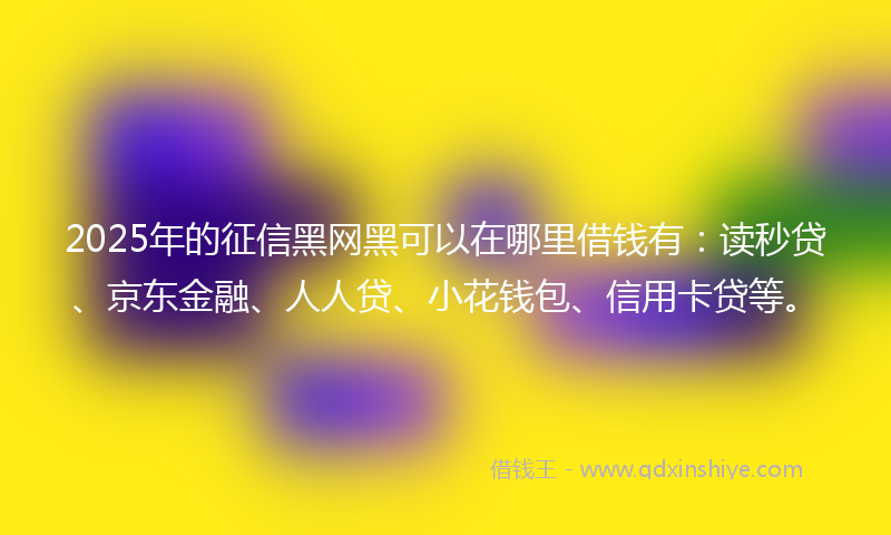 2025年的征信黑网黑可以在哪里借钱有：读秒贷、京东金融、人人贷、小花钱包、信用卡贷等。