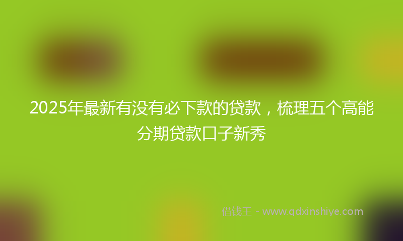 2025年最新有没有必下款的贷款，梳理五个高能分期贷款口子新秀