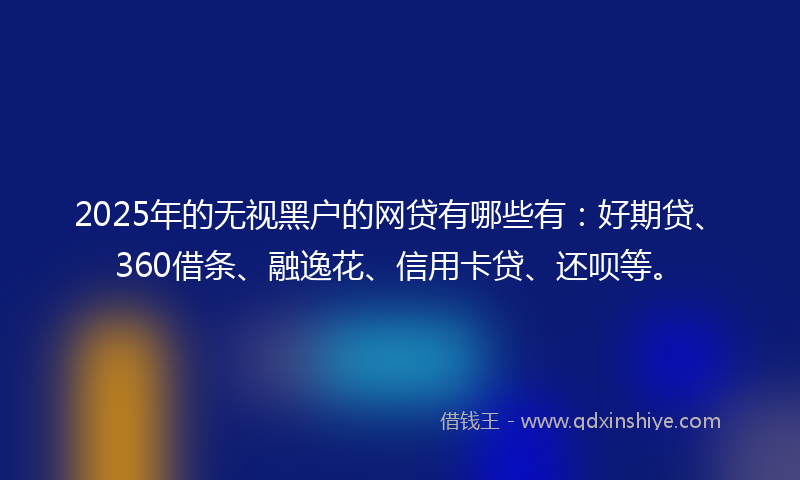 2025年的无视黑户的网贷有哪些有：好期贷、360借条、融逸花、信用卡贷、还呗等。