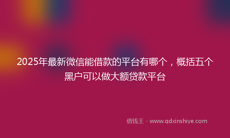 2025年最新微信能借款的平台有哪个，概括五个黑户可以做大额贷款平台