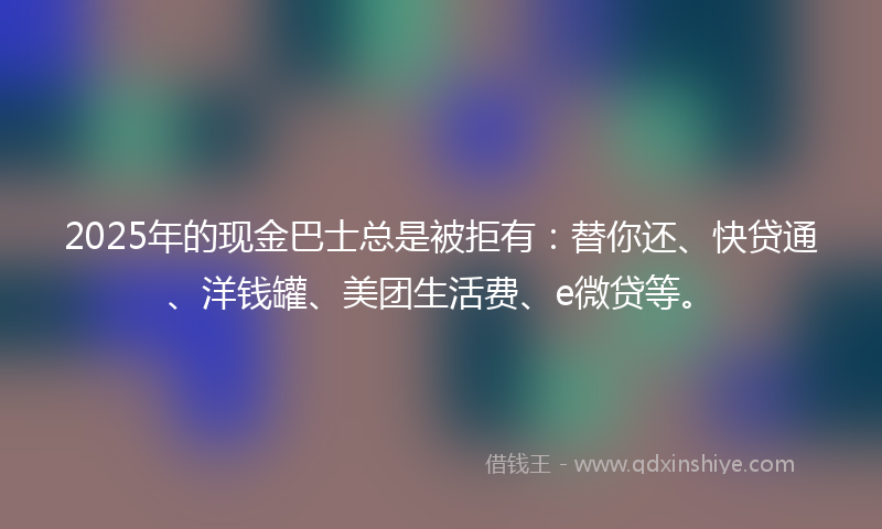2025年的现金巴士总是被拒有：替你还、快贷通、洋钱罐、美团生活费、e微贷等。