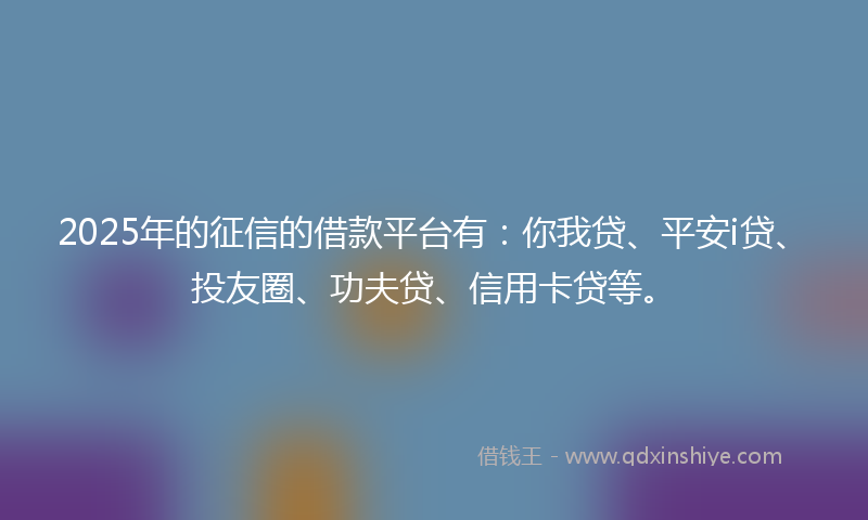 2025年的征信的借款平台有：你我贷、平安i贷、投友圈、功夫贷、信用卡贷等。