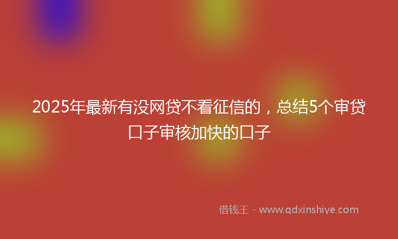 2025年最新有没网贷不看征信的，总结5个审贷口子审核加快的口子