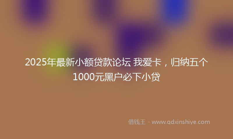 2025年最新小额贷款论坛 我爱卡，归纳五个1000元黑户必下小贷