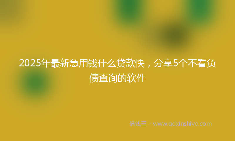 2025年最新急用钱什么贷款快，分享5个不看负债查询的软件