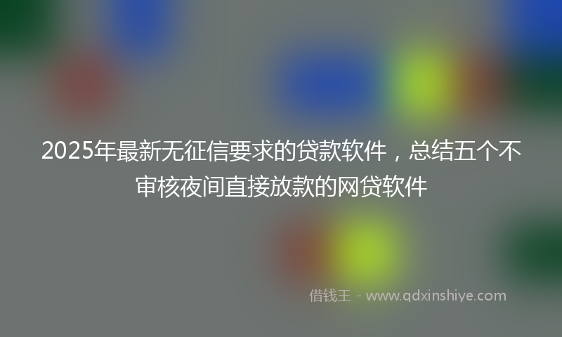 2025年最新无征信要求的贷款软件，总结五个不审核夜间直接放款的网贷软件
