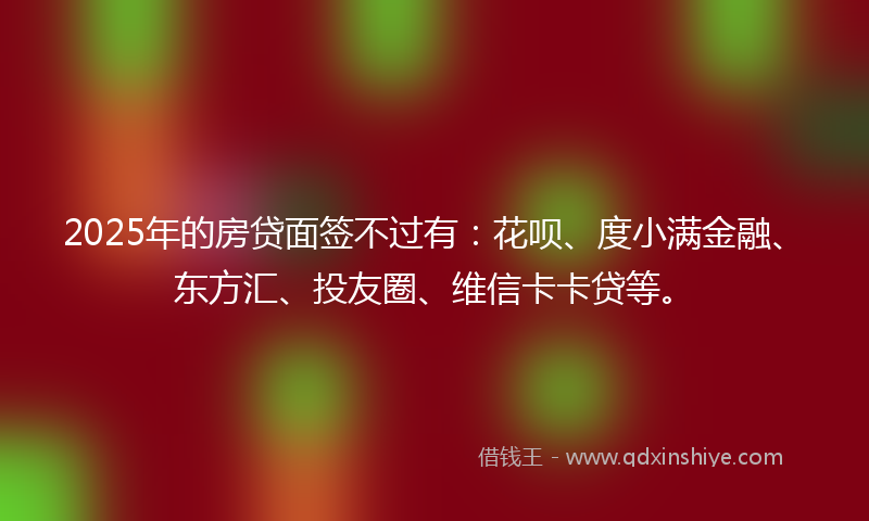 2025年的房贷面签不过有：花呗、度小满金融、东方汇、投友圈、维信卡卡贷等。