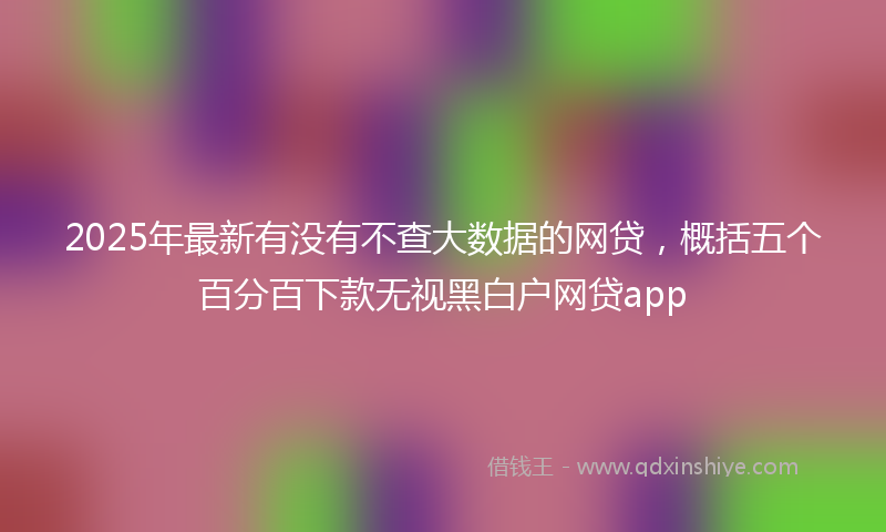 2025年最新有没有不查大数据的网贷，概括五个百分百下款无视黑白户网贷app