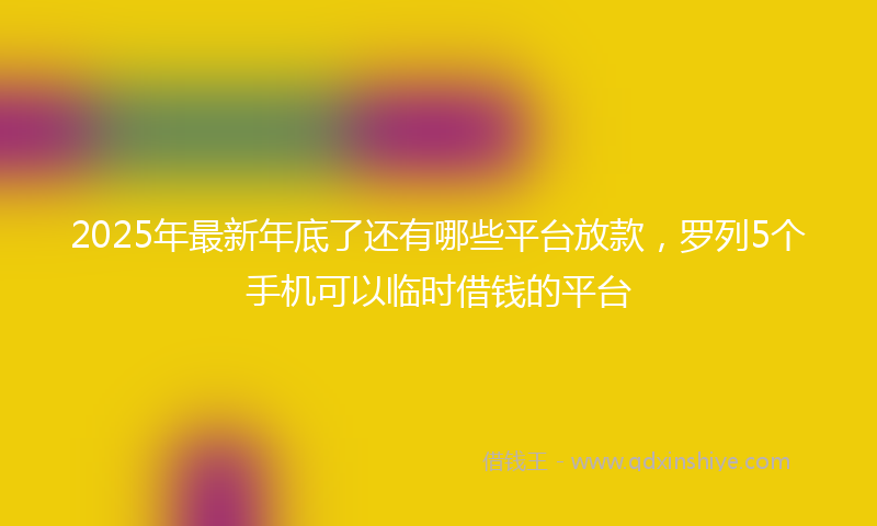 2025年最新年底了还有哪些平台放款，罗列5个手机可以临时借钱的平台