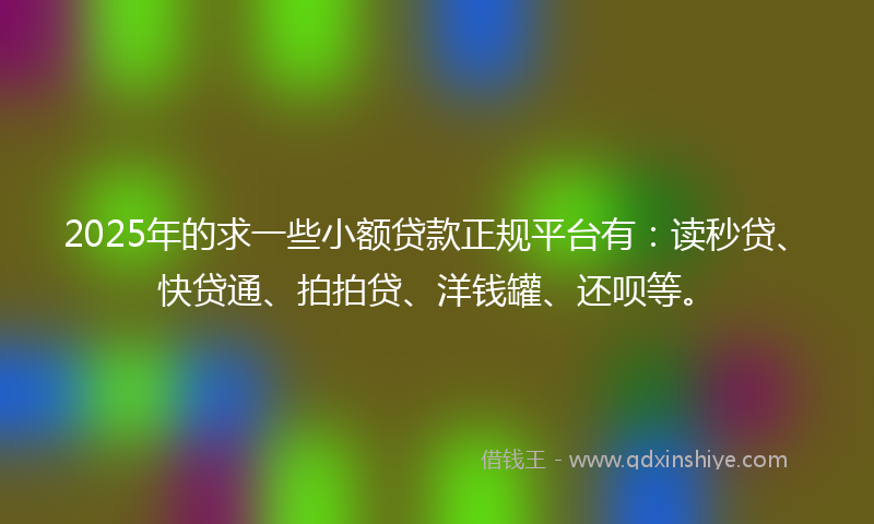 2025年的求一些小额贷款正规平台有：读秒贷、快贷通、拍拍贷、洋钱罐、还呗等。