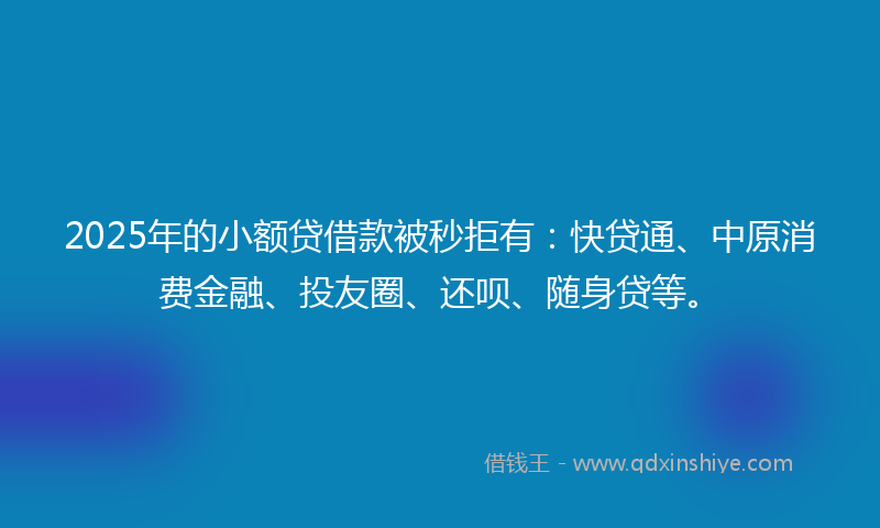2025年的小额贷借款被秒拒有：快贷通、中原消费金融、投友圈、还呗、随身贷等。