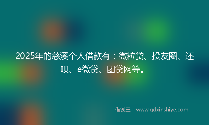 2025年的慈溪个人借款有：微粒贷、投友圈、还呗、e微贷、团贷网等。