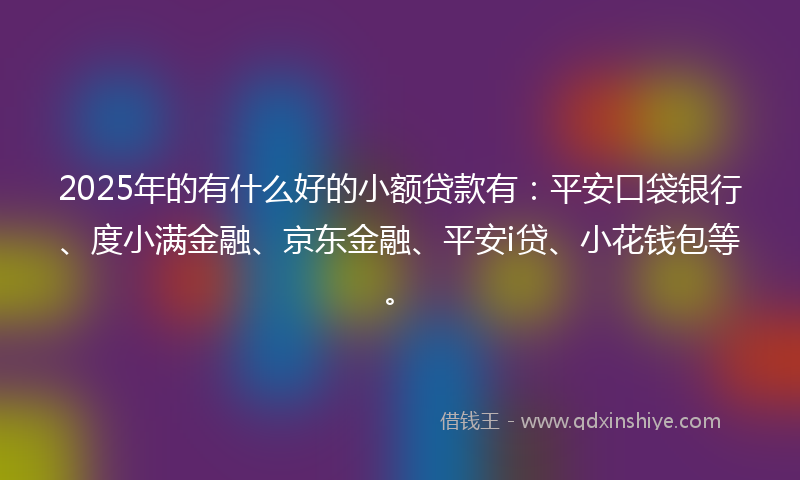 2025年的有什么好的小额贷款有：平安口袋银行、度小满金融、京东金融、平安i贷、小花钱包等。