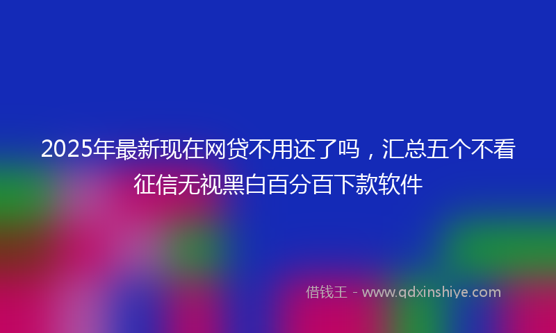 2025年最新现在网贷不用还了吗，汇总五个不看征信无视黑白百分百下款软件
