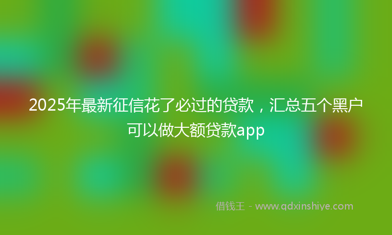 2025年最新征信花了必过的贷款，汇总五个黑户可以做大额贷款app